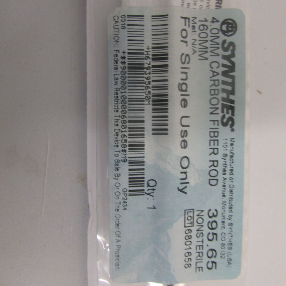 395.65 - SYNTHES - 4.0mm carbon fiber rod 160mm, () - ( Expiry Date: EACH )