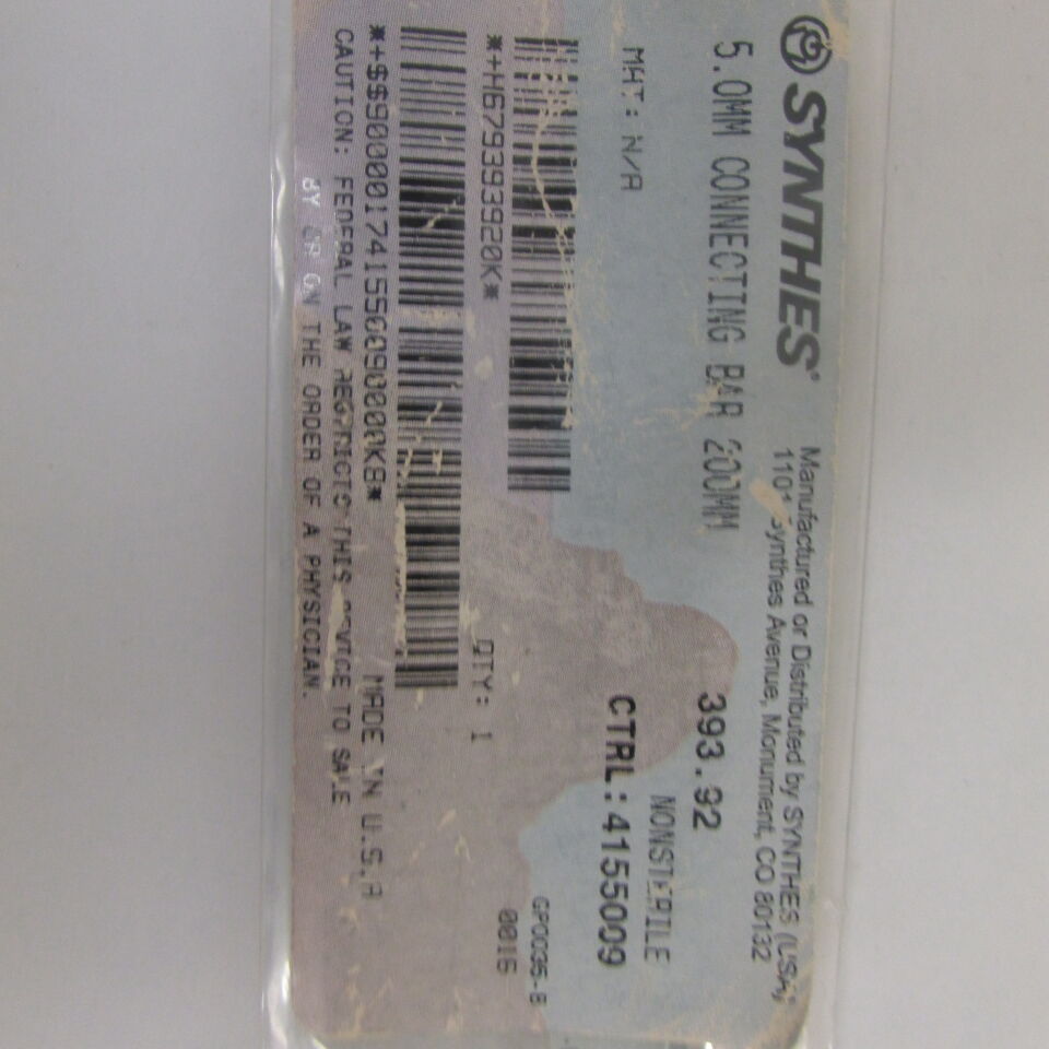 393.92 - SYNTHES - 5.0mm connecting bar 200mm, () - ( Expiry Date: EACH )
