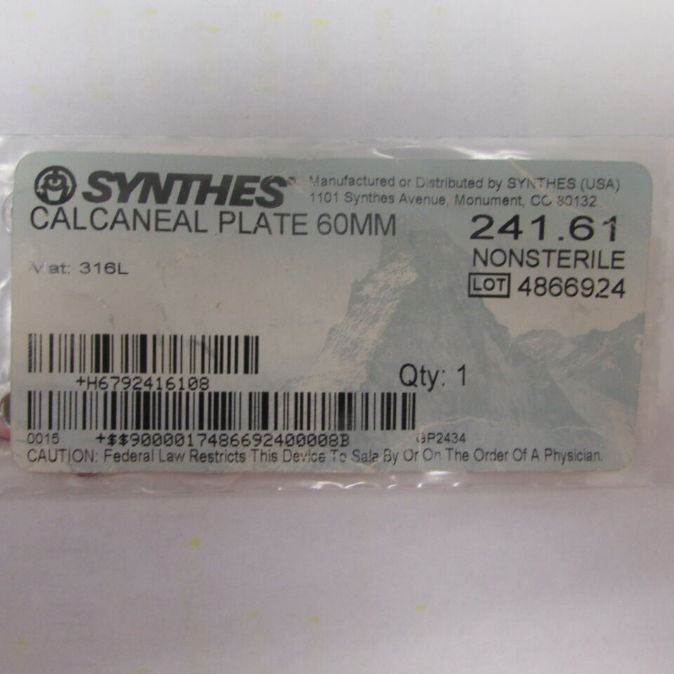 241.61 - SYNTHES - calcaneal plate 60mm, () - ( Expiry Date: EACH )