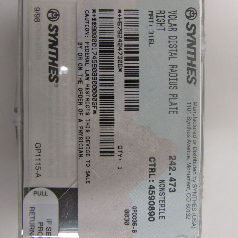 242.473 - SYNTHES - volar distal radius plate right, () - ( Expiry Date: EACH )