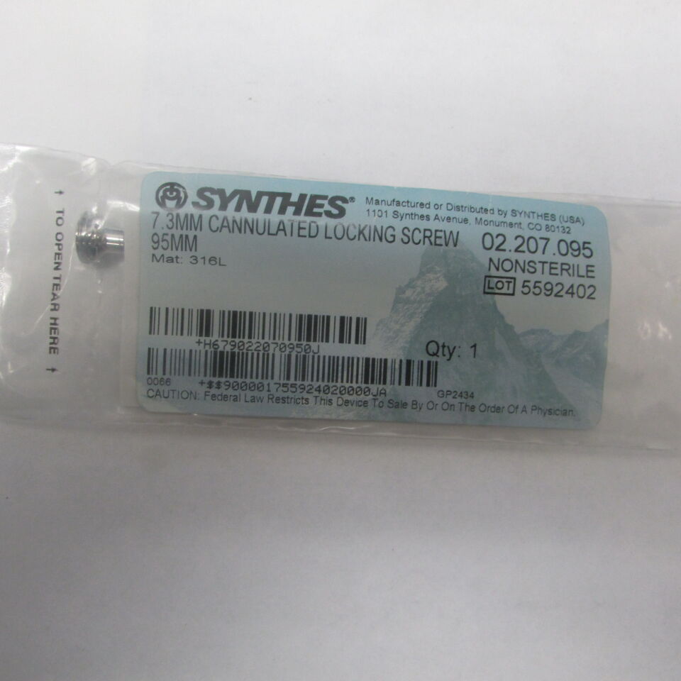 02.207.095 - SYNTHES - 7.3mm cannulated locking screw 95mm, () - ( Expiry Date: EACH )