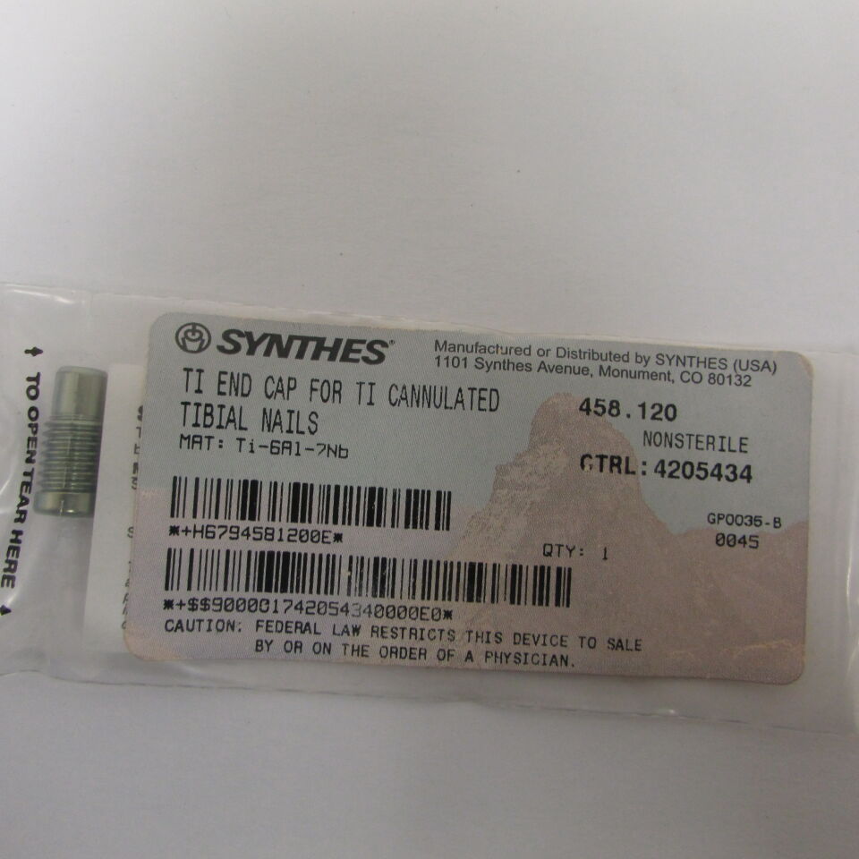 458.12 - SYNTHES - ti end cap for tibial nails, () - ( Expiry Date: EACH )