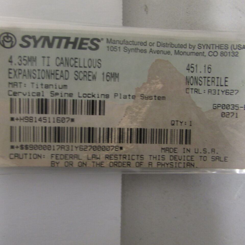 451.16 - SYNTHES - 4.35mm ti cancellous expansionhead screw, 16mm , () - ( Expiry Date: EACH )