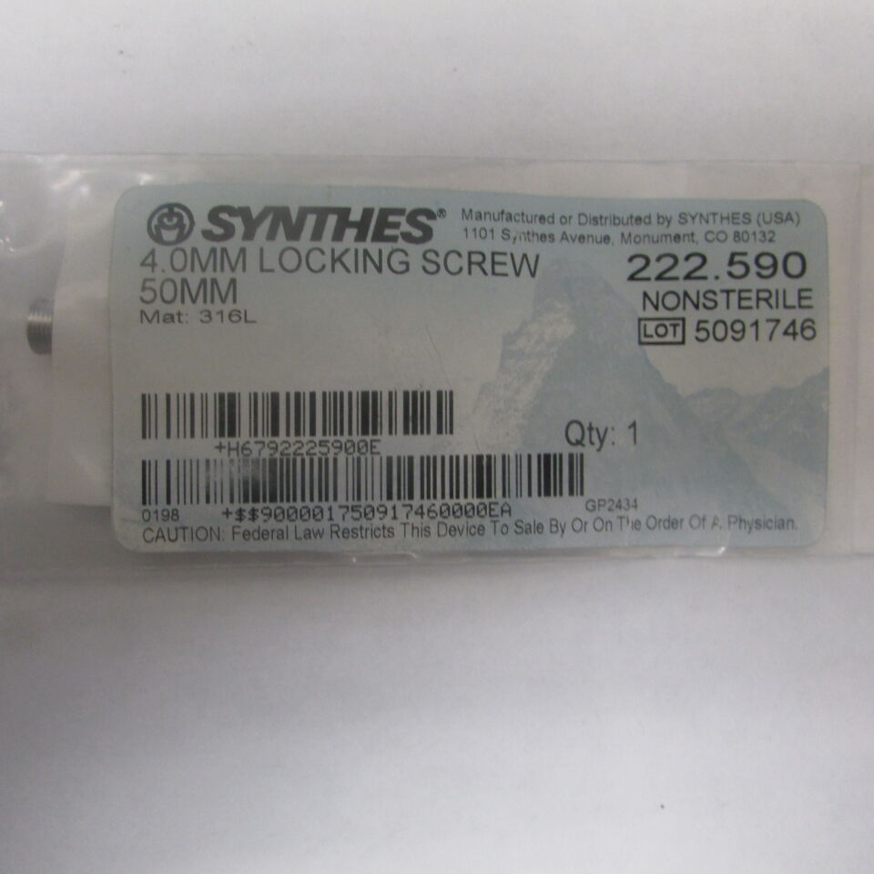 222.59 - SYNTHES - 4mm locking screw / 50mm, () - ( Expiry Date: EACH )