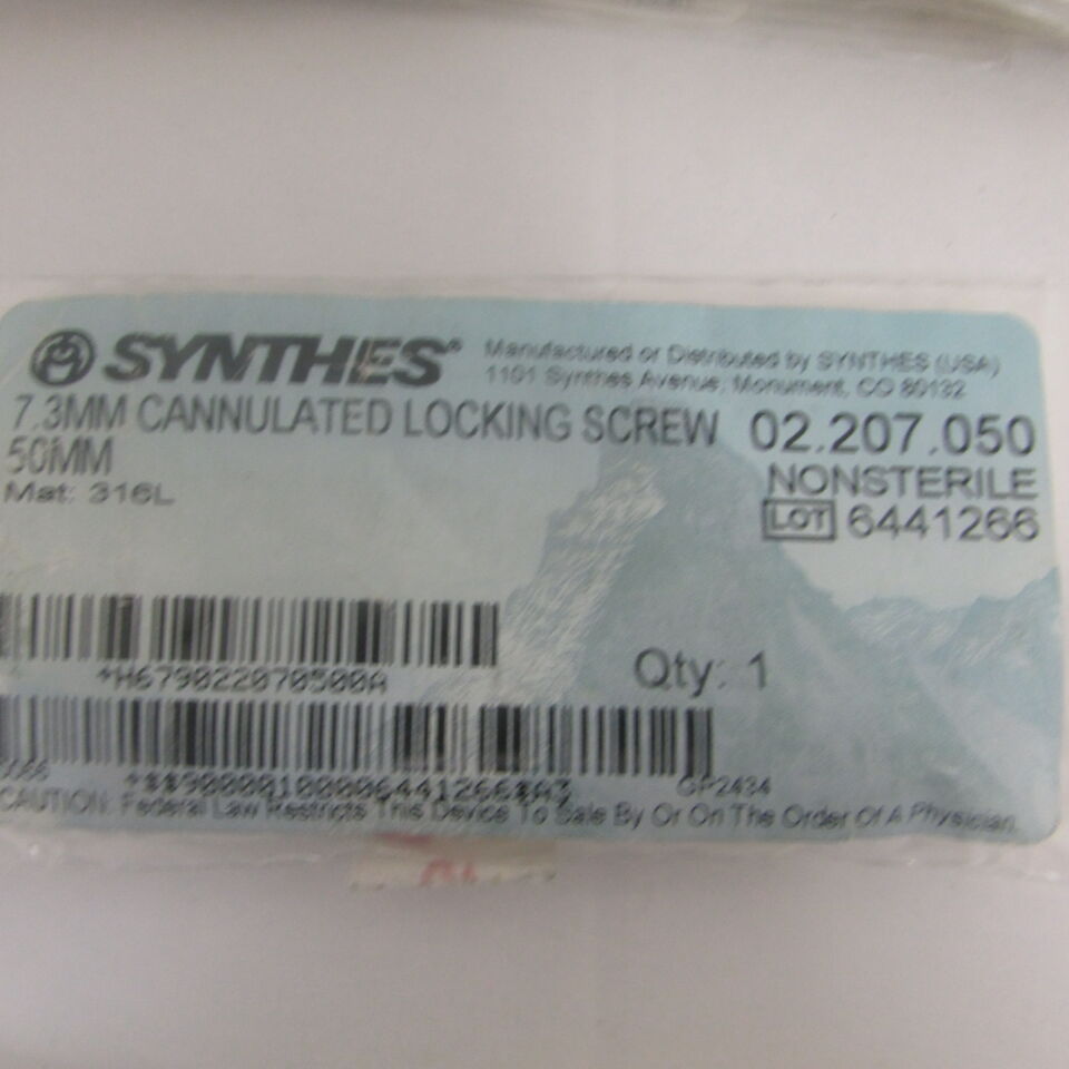 02.207.050 - SYNTHES - 7.3mm cannulated locking screw 50mm, () - ( Expiry Date: EACH )