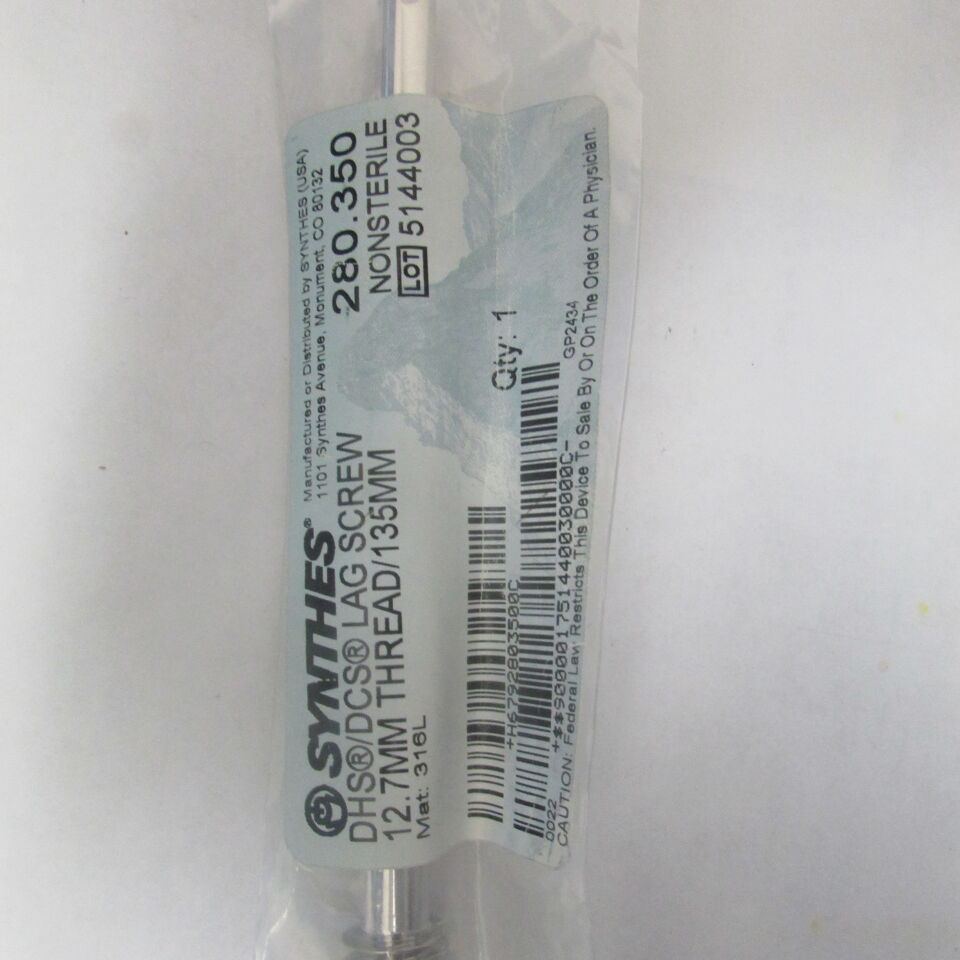 280.35 - SYNTHES - dhs/dcs lag screw 12.7mm thread/135mm, () - ( Expiry Date: EACH )