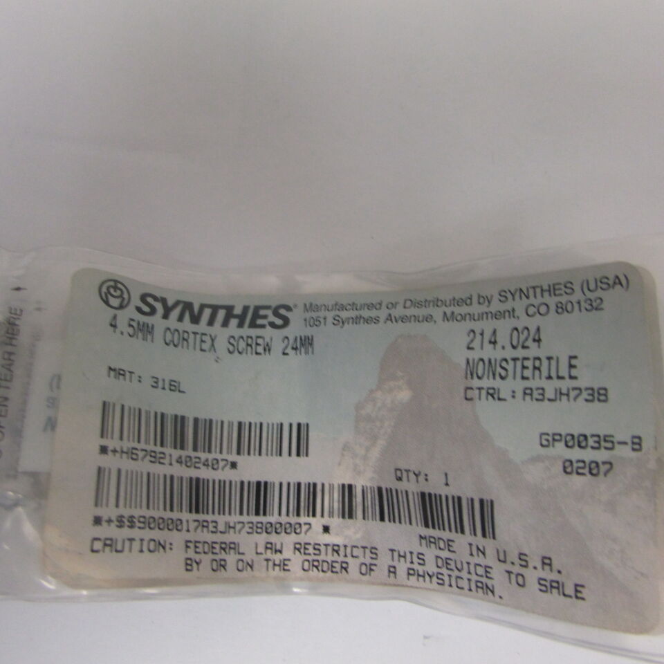 214.024 - SYNTHES - 4.5mm cortex screw 24mm, () - ( Expiry Date: EACH )