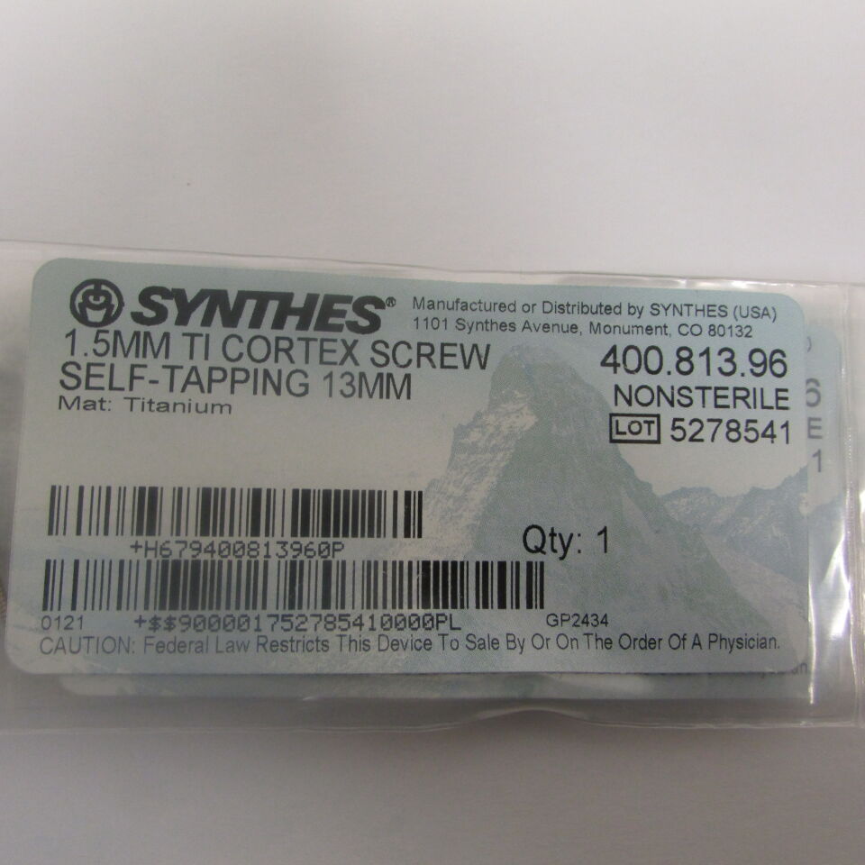 400.813.96 - SYNTHES - 1.5mm ti cortex screw self-tapping 13mm, () - ( Expiry Date: EACH )