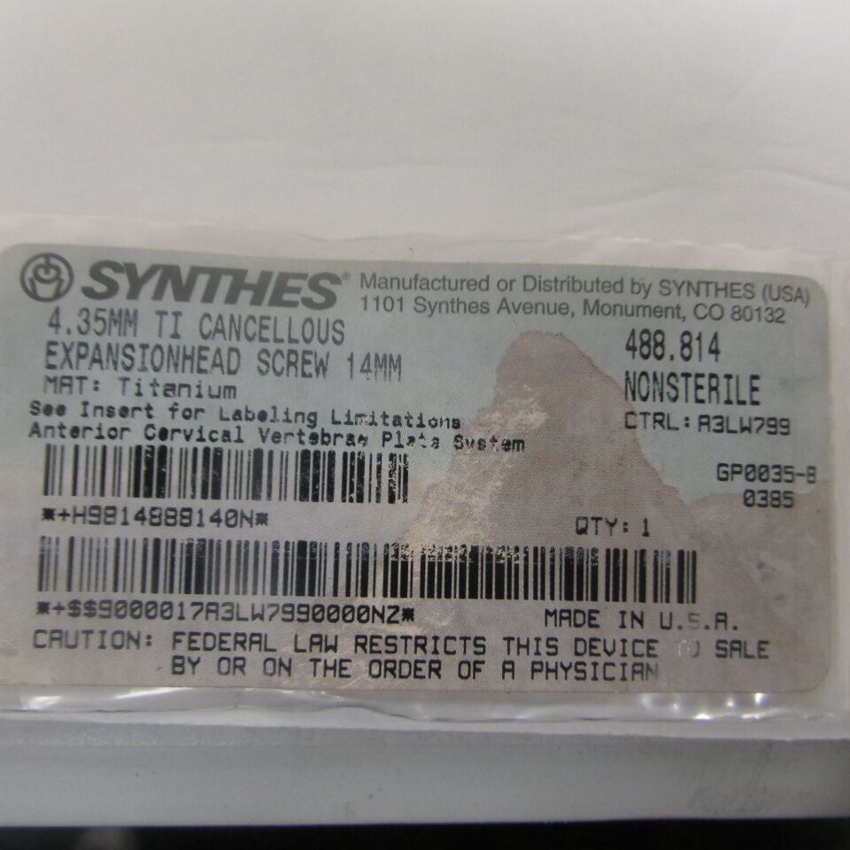 488.814 - SYNTHES - 4.35mm ti cancellous expansionhead screw, 14mm, () - ( Expiry Date: EACH )