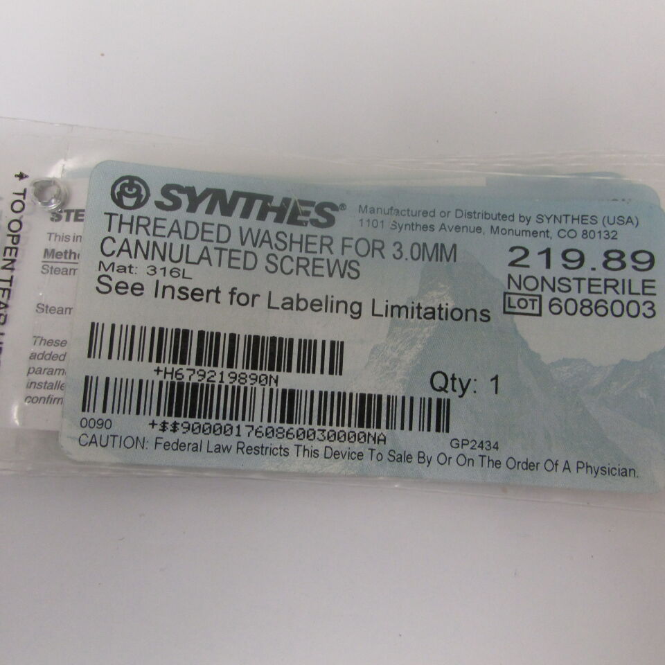 219.89 - SYNTHES - threaded washer for 3.0mm cannulated screw, () - ( Expiry Date: EACH )