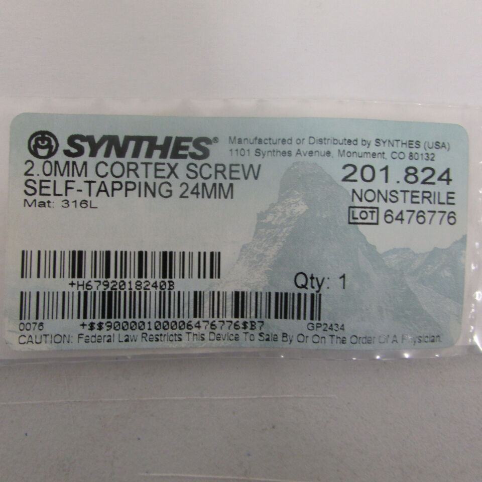 201.824  -  SYNTHES  -  2.0mm cortex screws, self-tapping 24mm , (  )  -  ( Expiry Date : EACH )