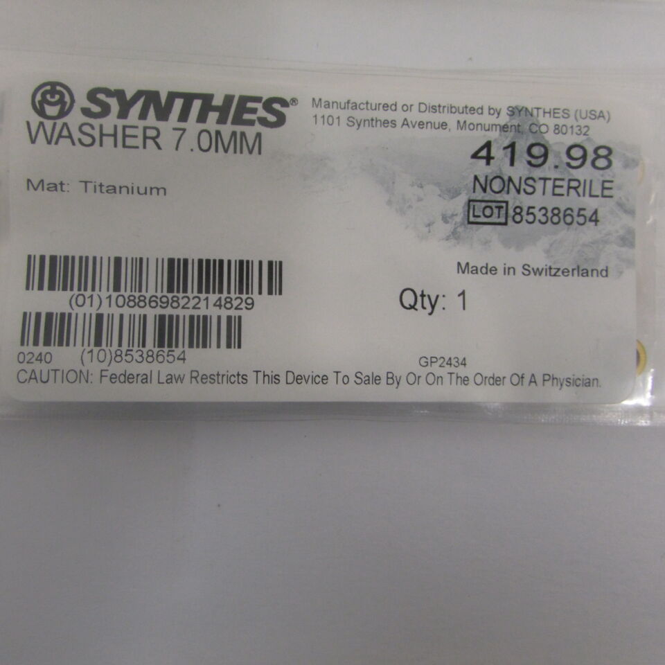 419.98 - SYNTHES - WASHER 7.0MM, () - ( Expiry Date: EACH )