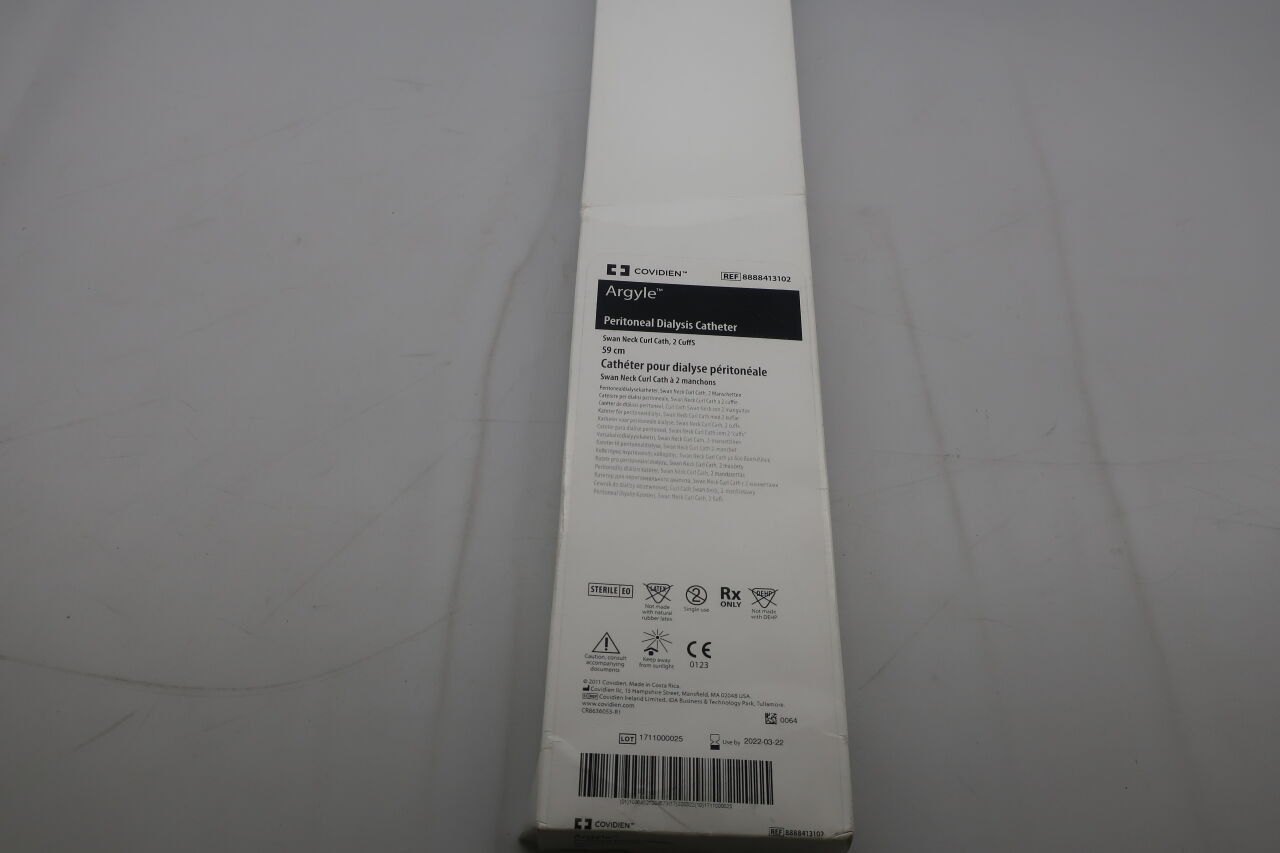 8888413102 - COVIDIEN - Argyle Peritoneal Dialysis Catheter, Swan Neck Curl Cath, 2 Cuff, 59 cm length, () - ( Expiry Date: 2022-03-22 )