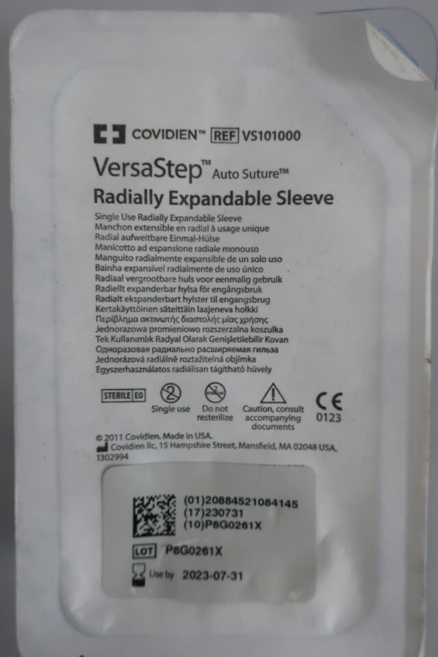 VS101000 - COVIDIEN - VersaStep Single-Use Radially Expandable Trocar Sleeve, 12 mm OD, () - ( Expiry Date:  )