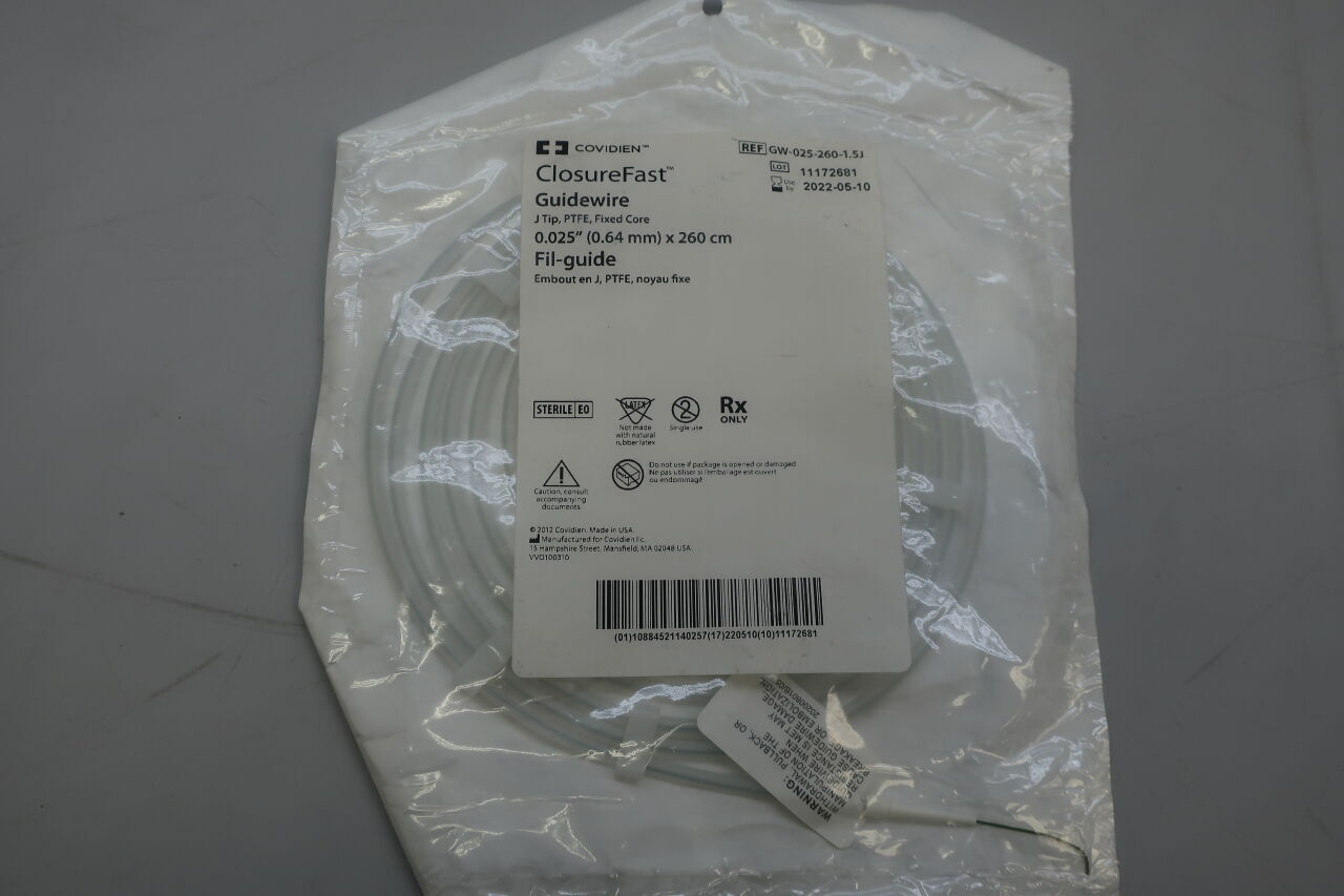 GW-025-260-1.5J - COVIDIEN - ClosureFast Fixed Core Guidewire, 0.025 in. x 260 cm, () - ( Expiry Date:  )