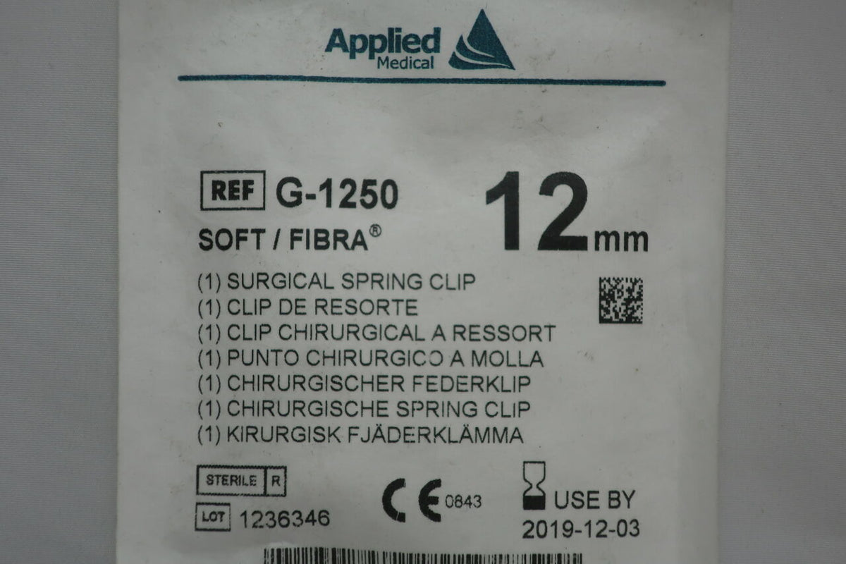 G-1250 - APPLIED - Fibra Soft/Fibra Custom Surgical Spring Clip, 12 mm Size, White, Full Force, ()