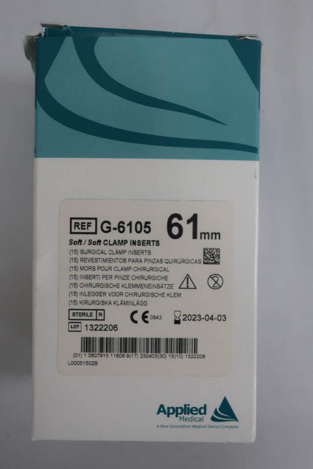 G-6105 - APPLIED - soft / soft surgical clamp inserts 61mm , (BX/15) - ( Expiry Date: 2023-04-03 )