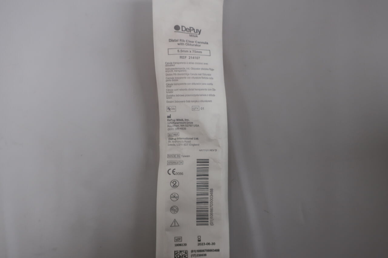 214107 - DEPUY - distal rib clear cannula with obturator 5.5mm x 75mm, () - ( Expiry Date:  )