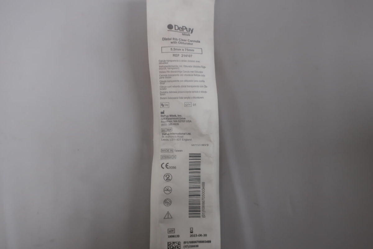 214107 - DEPUY - distal rib clear cannula with obturator 5.5mm x 75mm, ()