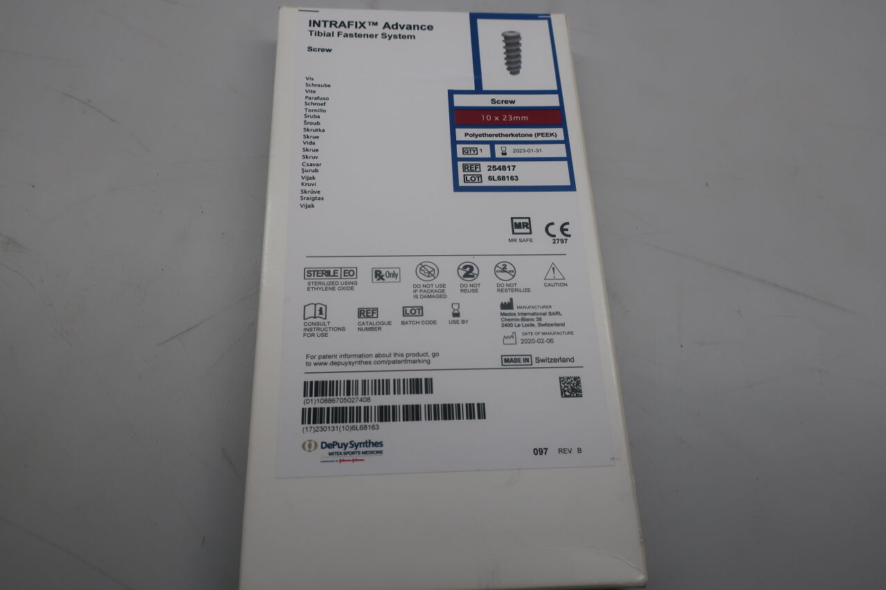 254817 - DEPUY - Intrafix Adavance PEEK Screw, 10 dia. x 23 mm Length, (BX/1) - ( Expiry Date: 2023-01-31 )