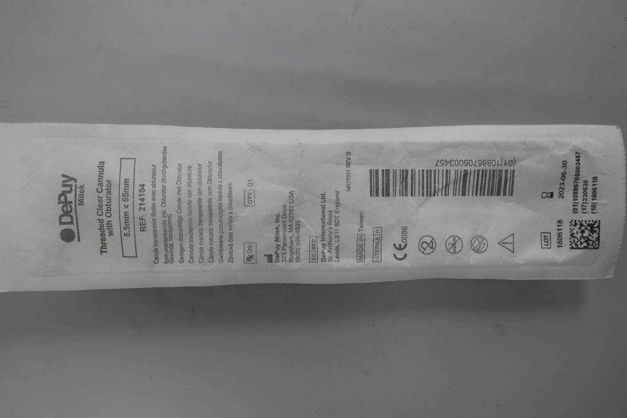 214104 - DEPUY - DePuy Mitek Threaded Clear Cannula System with Obturator, 5.5 dia. x 55 mm Length, () - ( Expiry Date:  )