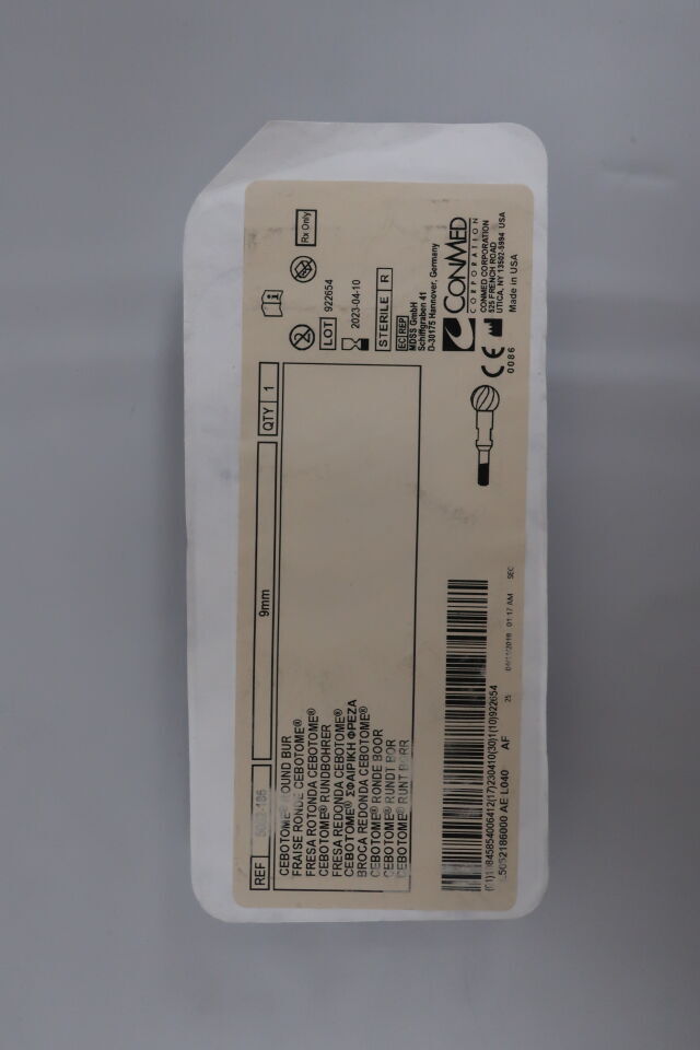 5052-186 - CONMED - Cebotome Round Burr, 9 mm dia., 10 mm Flute Size, (EA) - ( Expiry Date: 2023-04-10 )