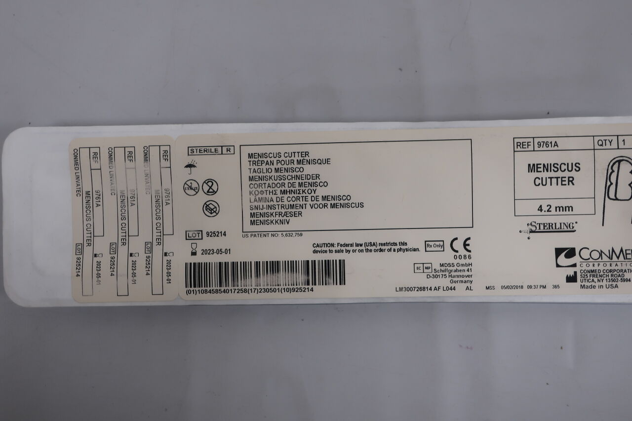 9761A - CONMED - Conmed Meniscus Cutter Blade, Size 4.2 mm, () - ( Expiry Date: 2023-05-01 )