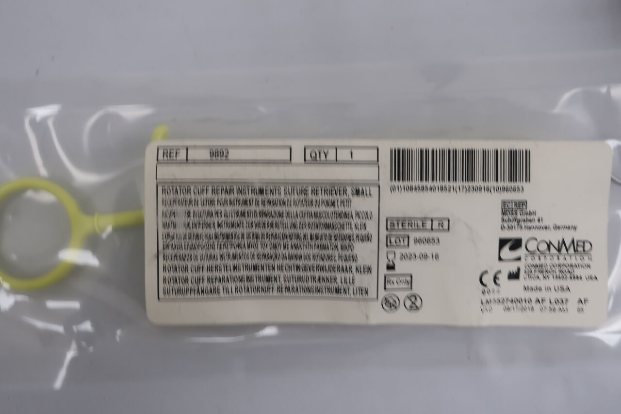 9892 - CONMED - Conmed Disposable Suture Retriever, Small, Yellow, () - ( Expiry Date: 2023-09-16 )