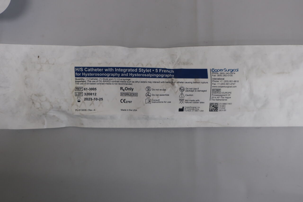 61-3005 - COOPER SURGICAL - h/s catheter with integrated stylet 5 french salpingographic catheter -, (EA) - ( Expiry Date: 2023-10-25 )