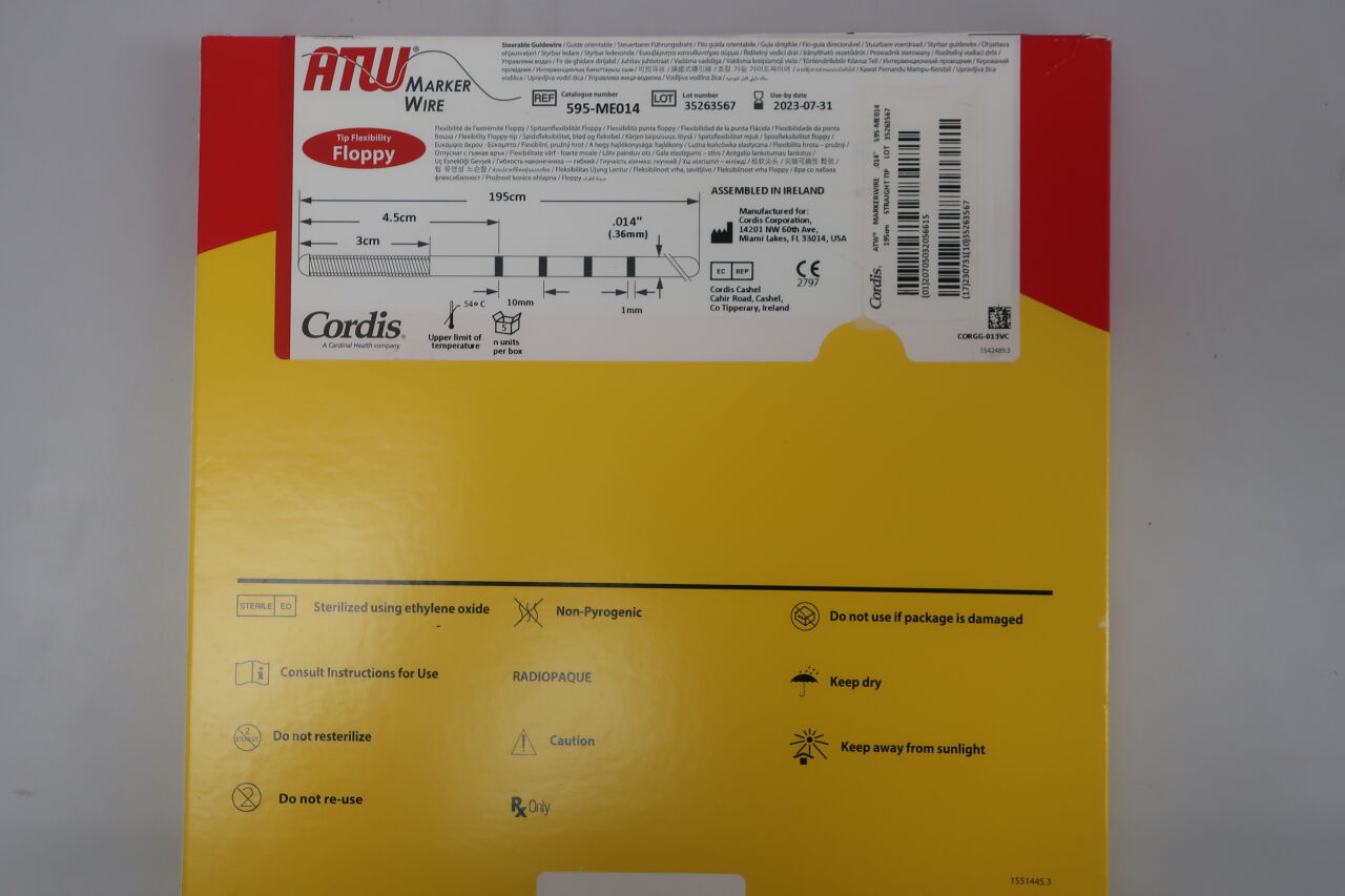 595ME014 - CORDIS - sgw atw .014 str floppy 195cm -, (BX/5) - ( Expiry Date: 2023-07-31 )