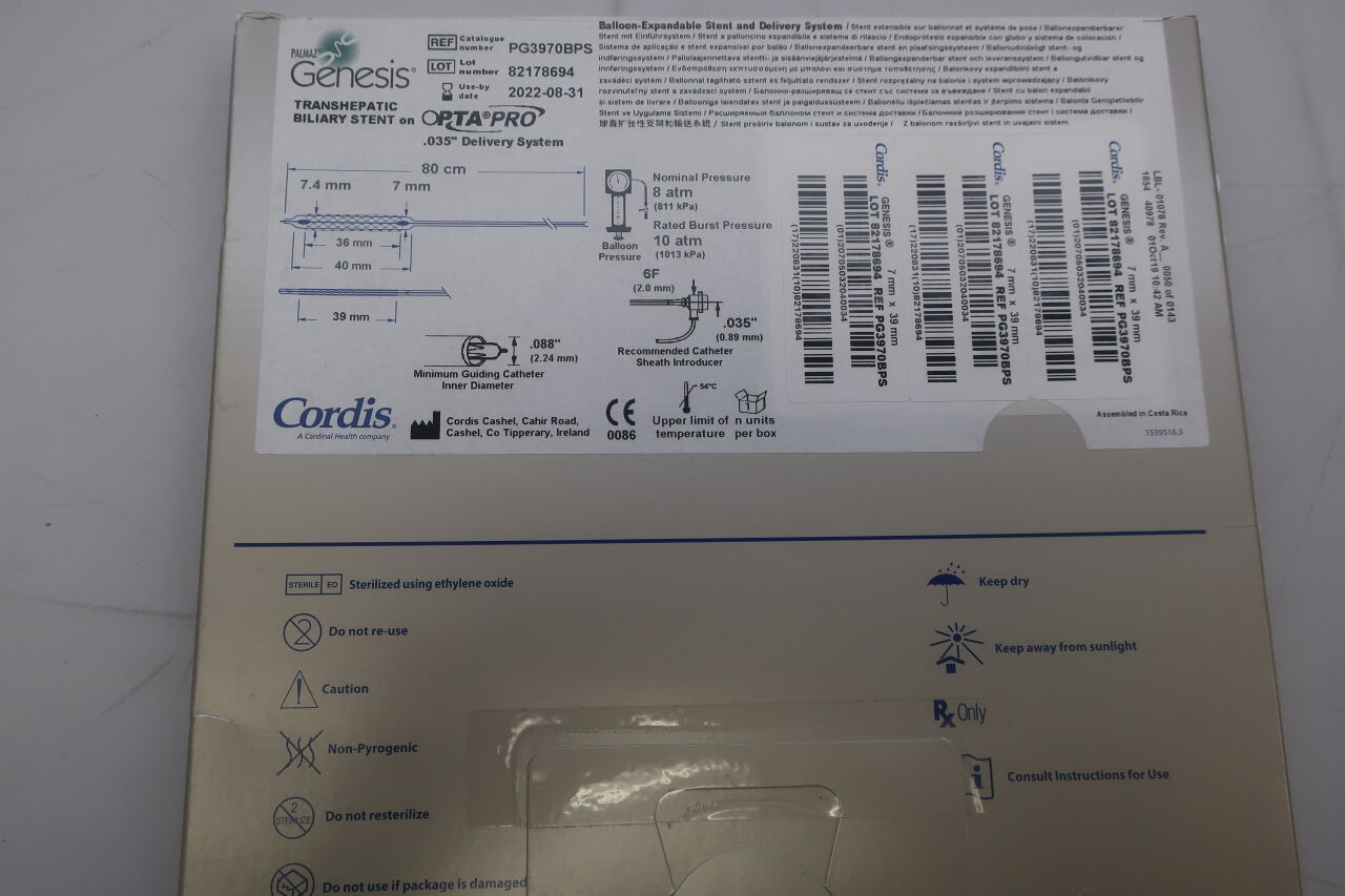 PG3970BPS - CORDIS - balloon-expandable stent and delivery system - pg3970bps, (BX/1) - ( Expiry Date: 2022-08-31 )