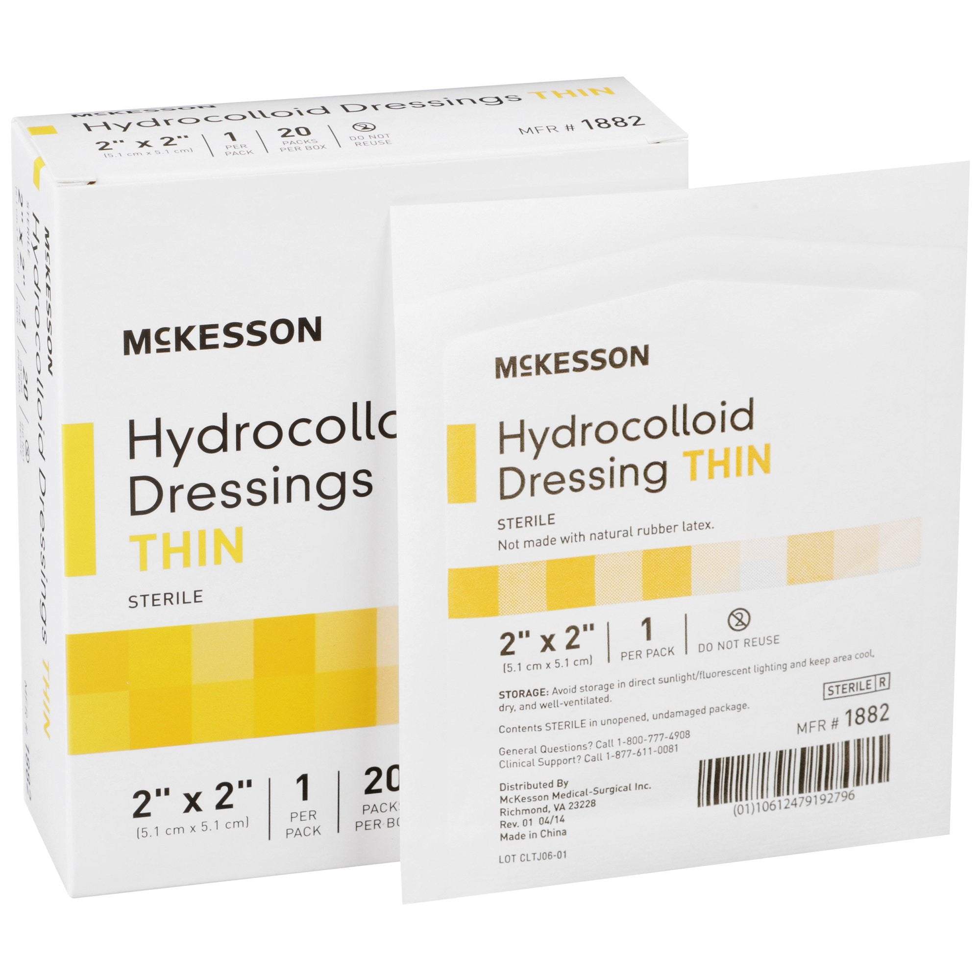 882980 - McKesson - McKesson Thin Hydrocolloid Dressing Film Backing 2 X 2 Inch Square Hydrocolloid, 1882, Case of 400, (CS)