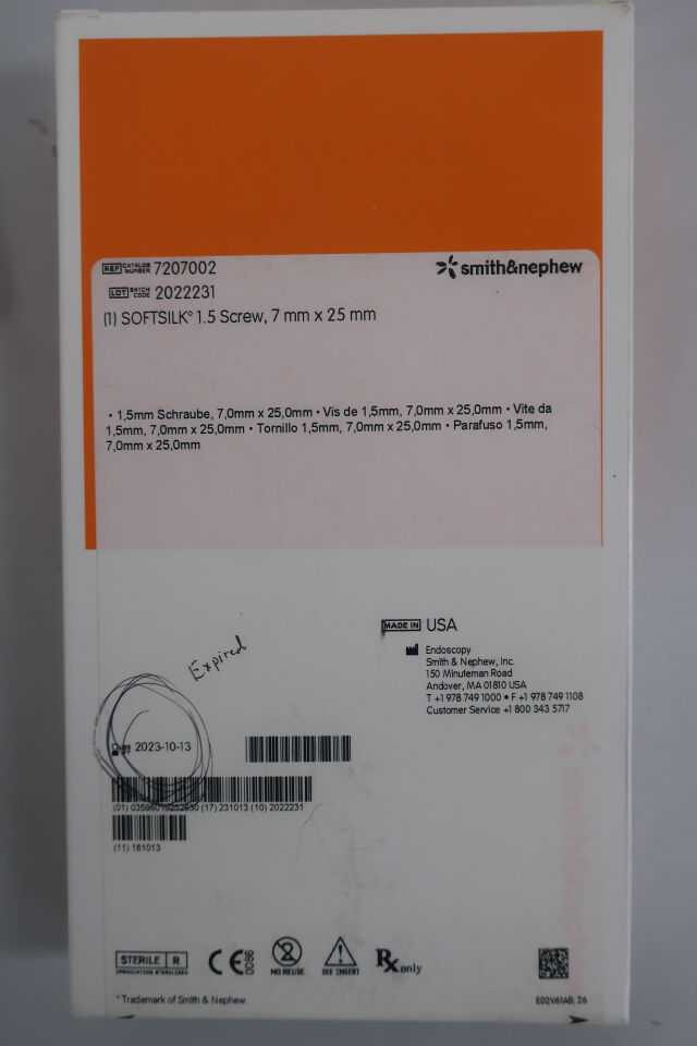 7207002 - SMITH & NEPHEW - Softsilk Fixation Screw, 7 dia. x 25 mm Length, (BX) - ( Expiry Date: 2023-10-13 )