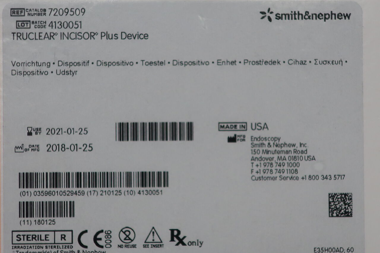 7209509 - SMITH & NEPHEW - Dyonics Trueclear Rotary Morcellator Blade, 4 mm dia., (BX/1) - ( Expiry Date: 2019-12-30 )