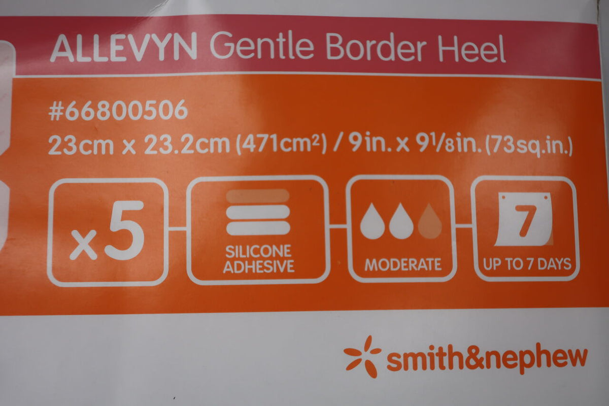 66800506 - SMITH & NEPHEW - Allevyn Gentle Border Silicone Gel Adhesive Wound Dressing with Border, 23 x 23.2 cm Size, (BX/5)