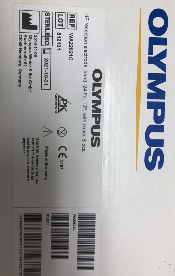 WA22621C - OLYMPUS - HF-resection electrode, band, 24Fr, 12 with cable 5 pcs, (BX/6) - ( Expiry Date: 2021-12-31 )