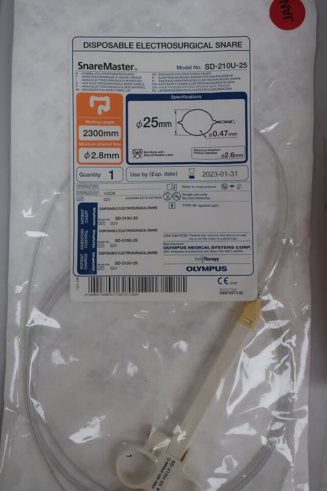 SD-210U-25 - OLYMPUS - Olympus Single-Use Oval Electrosurgical Snare, 2300 mm Working Length, 25 mm dia. Loop, () - ( Expiry Date:  )