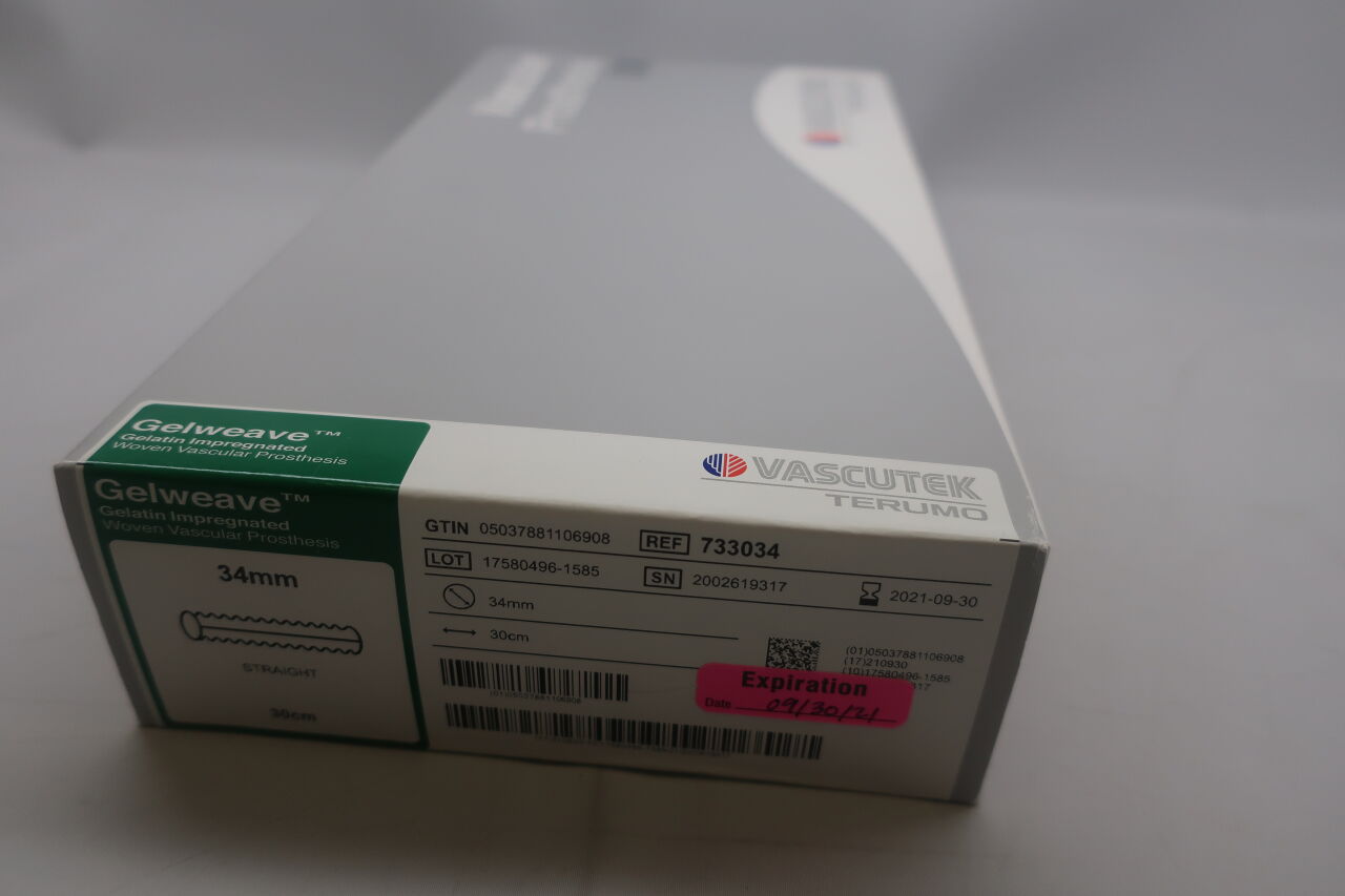 733034 - TERUMO - vascutek gelweave vascular graft, straight 34mm x 30cm, (BX/1) - ( Expiry Date: 2021-09-30 )