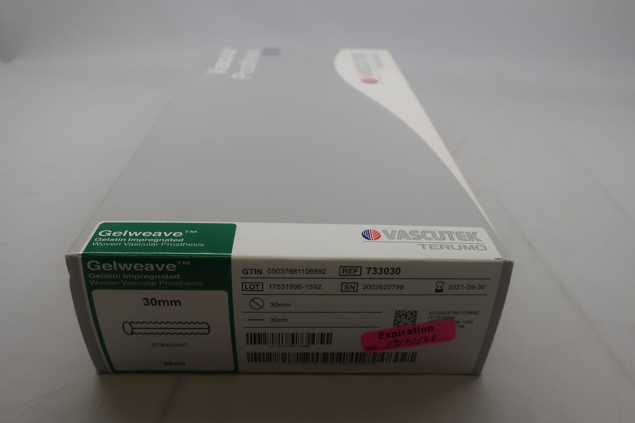 733030 - TERUMO - vascutek gelweave vascular graft, straight 30mm x 30cm, (BX/1) - ( Expiry Date: 2021-09-30 )