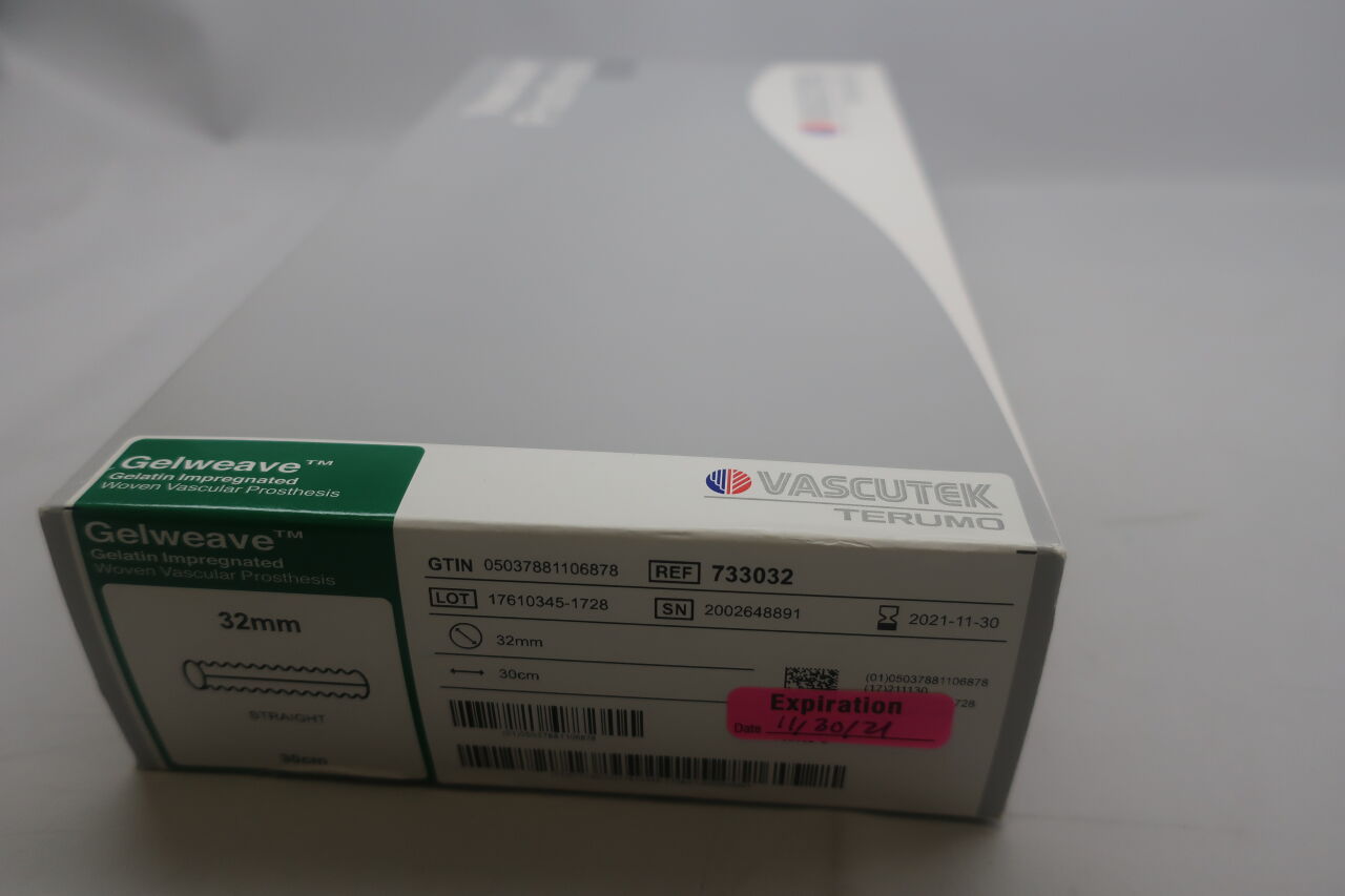 733032 - TERUMO - vascutek gelweave vascular graft, straight 32mm x 30cm, (BX/1) - ( Expiry Date: 2021-11-30 )