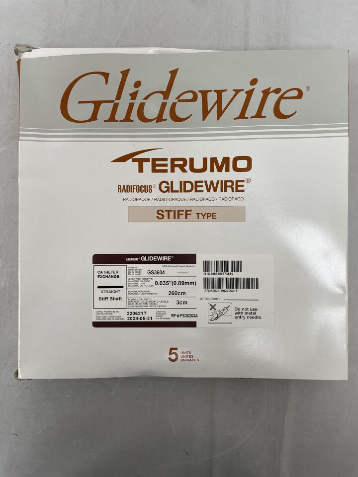 GS3504 - TERUMO - Radifocus Glidewire - Straight, Stiff Shaft - .035" x 260cm x 3cm
, () - ( Expiry Date: 2022-12-31 )