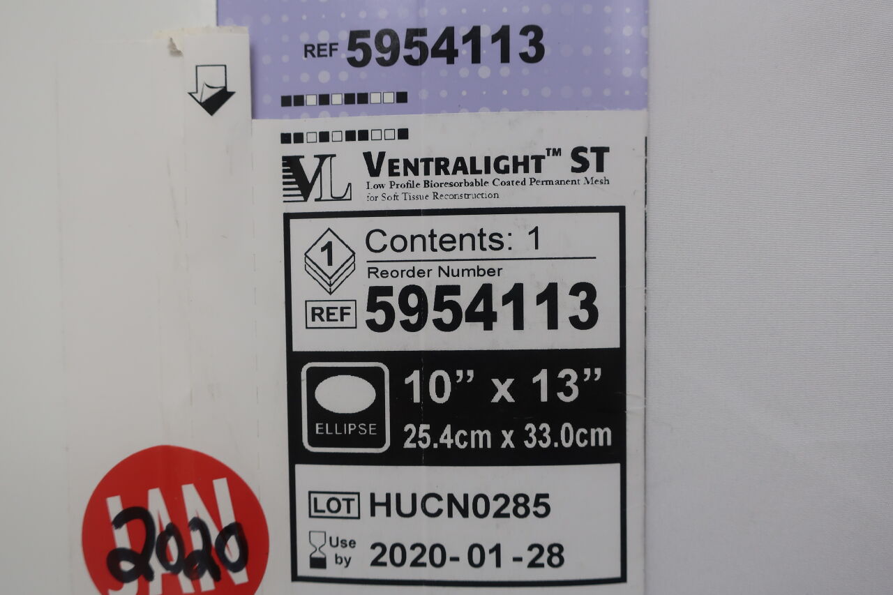 5954113 - BARD - Ventralight ST Medium Weight Monofilament Polypropylene Mesh, 10 x 13 in., (BX/1) - ( Expiry Date: 2020-05-28 )