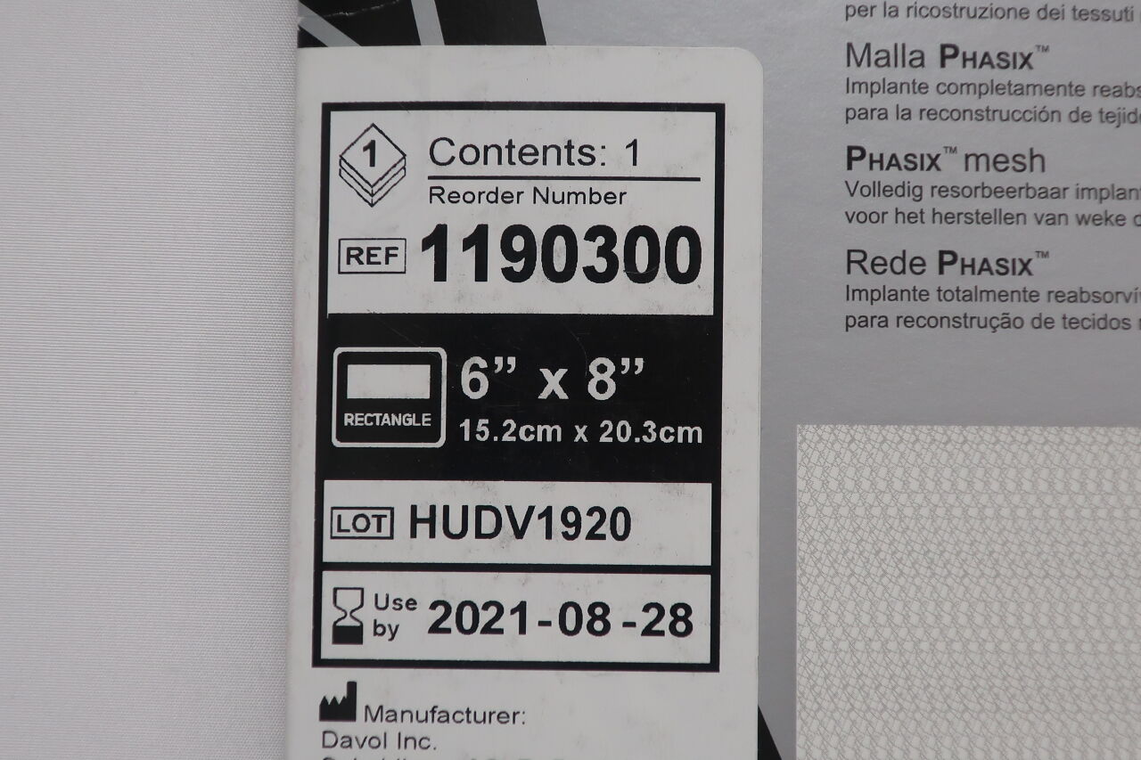 1190300 - BARD - Phasix Poly-4-hydroxybutyrate Mesh, 6 x 8 in., () - ( Expiry Date: 2022-12-28 )
