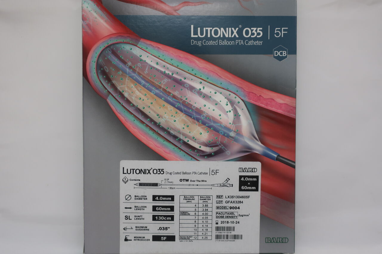 LX351305405F - BARD - lutonix 035 drug coated balloon pta catheter .035" otw 5.0mm x 40mm x 130cm x 5f dcb, (BX/1) - ( Expiry Date: 2018-08-01 )