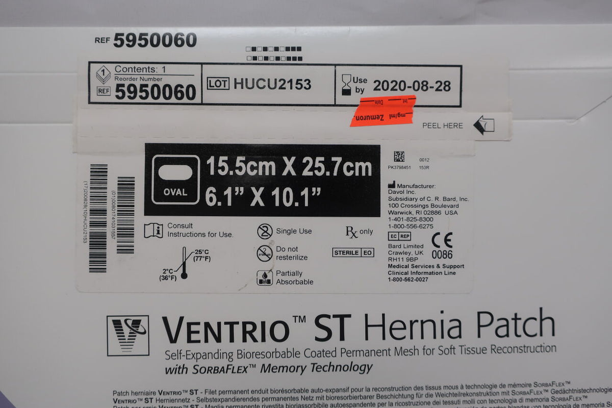5950060 - BARD - Ventrio Self-Expanding ST Hernia Patch, Midline, (BX/1)