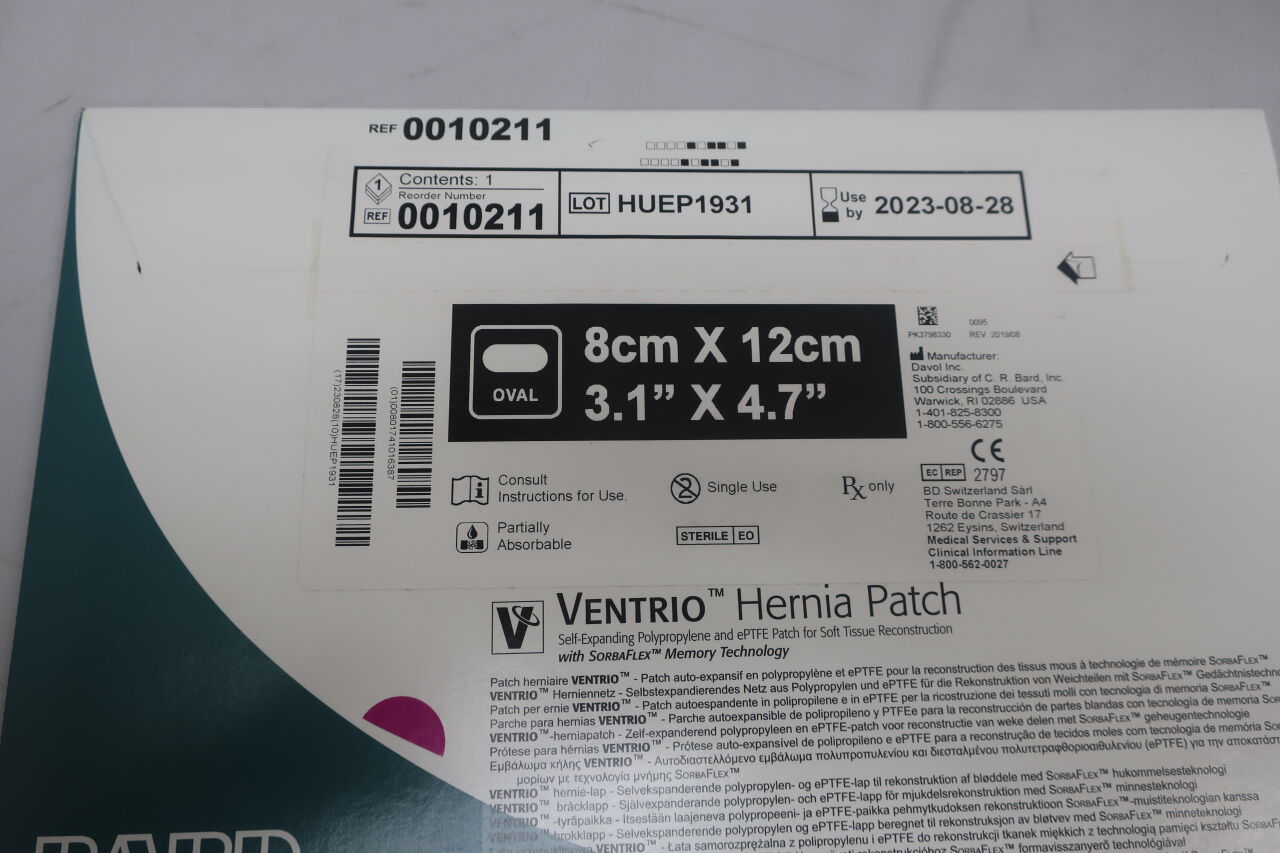 0010211 - BARD - Ventrio Self-Expanding Hernia Patch, Small, 8 x 12 cm, (BX/1) - ( Expiry Date: 2022-08-28 )