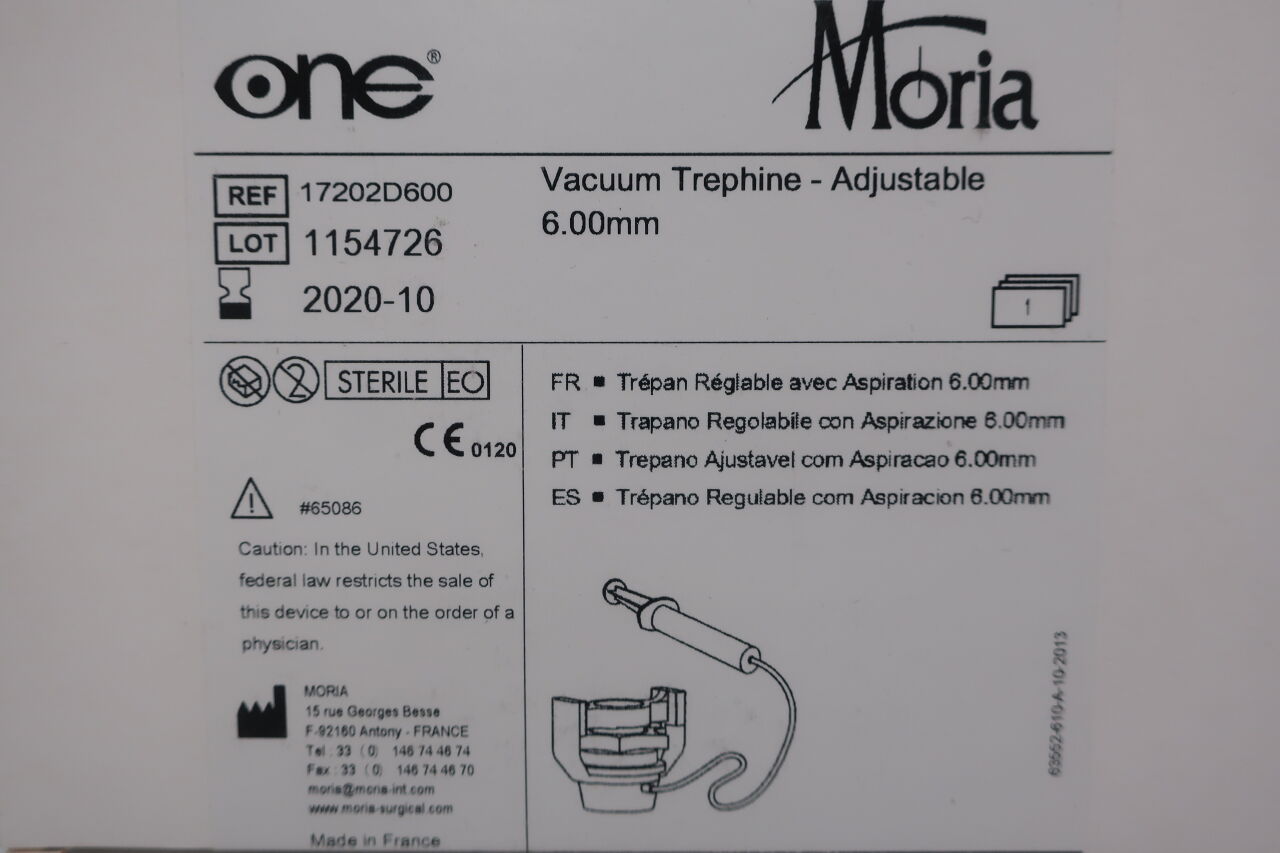 17202D600 - MORIA - Vacuum Trephine - Adjustable  6.00mm  , (BX/1) - ( Expiry Date: 2020-10-01 )