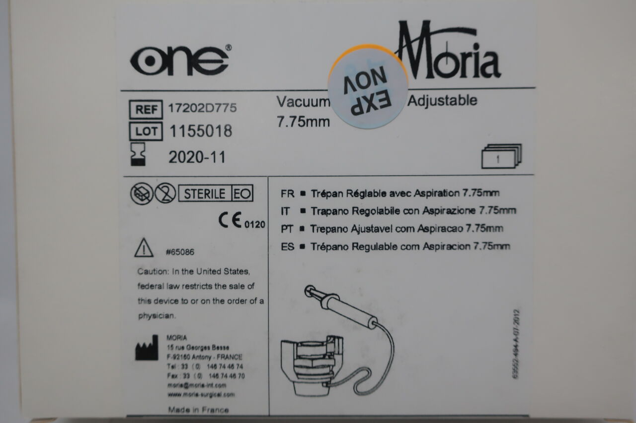 17202D775 - MORIA - Vacuum Trephine  - Adjustable  7.75mm  , (BX/1) - ( Expiry Date: 2020-11-01 )