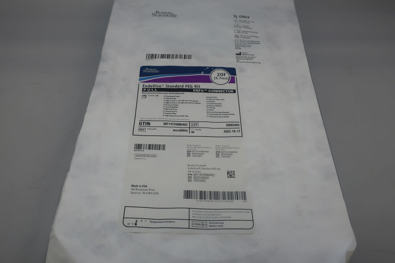 0904 - BOSTON SCIENTIFIC - EndoVive Standard PEG Kit Percutaneous Endoscopic Gastrostomy Kit ENFit, () - ( Expiry Date:  )