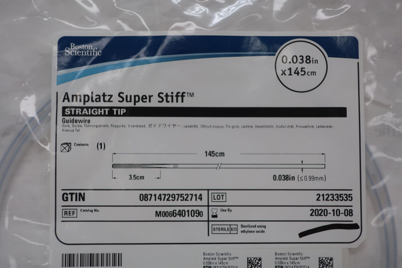 640109 - BOSTON SCIENTIFIC - Amplatz Super Stiff  Straight Tip Guidewire  145cm x 3.5cm x 0.038"  , () - ( Expiry Date:  )